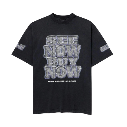 Balenciaga - Logo-Print Distressed Cotton-Jersey T-Shirt - Black