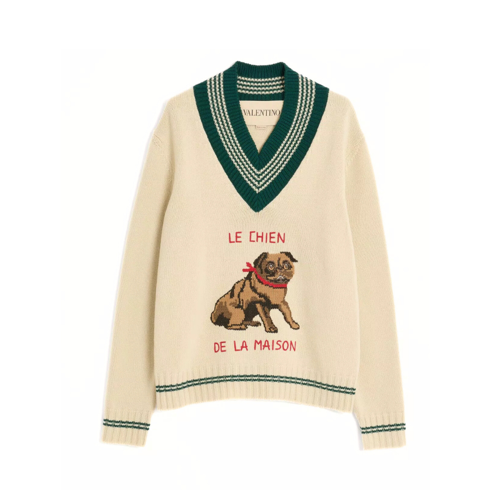 Valentino Le Chien De La Maison Jacquard Wool Sweater
