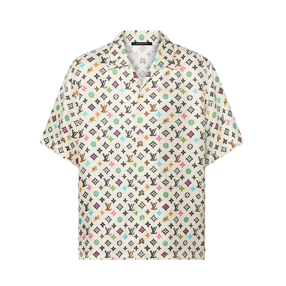 LOUIS VUITTON Monogram Printed Short-Sleeved Silk Shirt