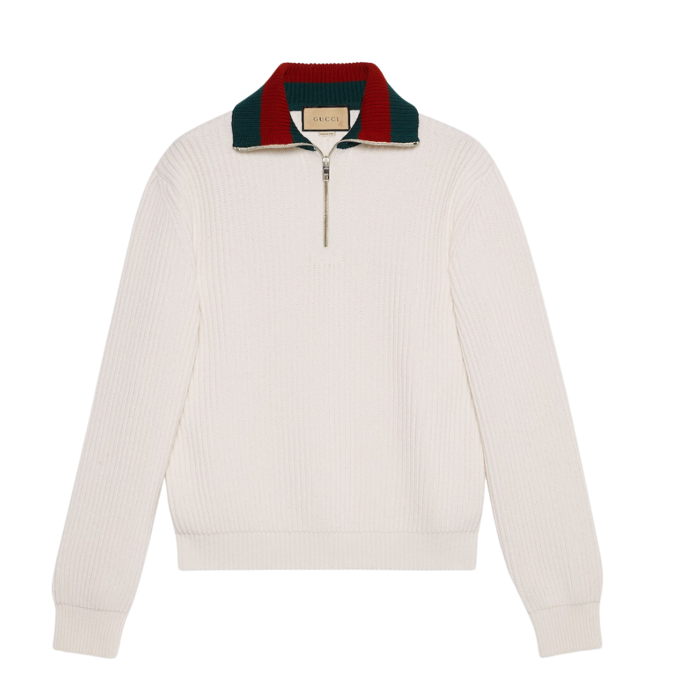  GUCCI KNIT WOOL JUMPER WITH WEB
