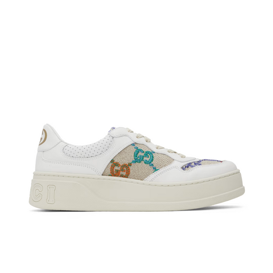GUCCI White & Beige GG Sneakers
