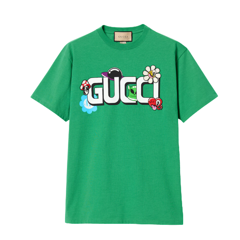GUCCI COTTON JERSEY T-SHIRT WITH GUCCI PRINT