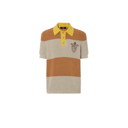 FENDI Polo shirt Yellow and beige cotton jersey