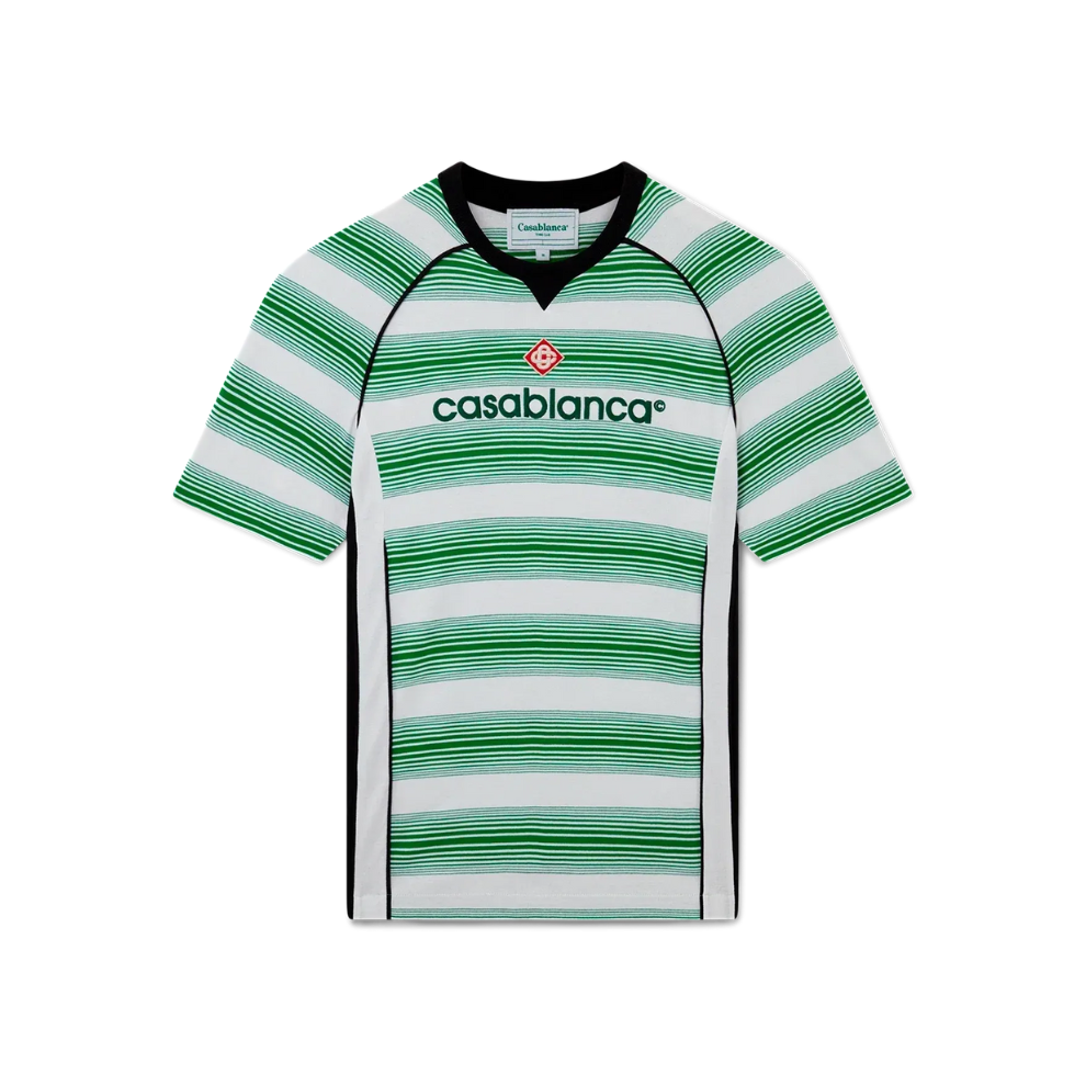 Casablanca White & Green Stripe T-Shirt