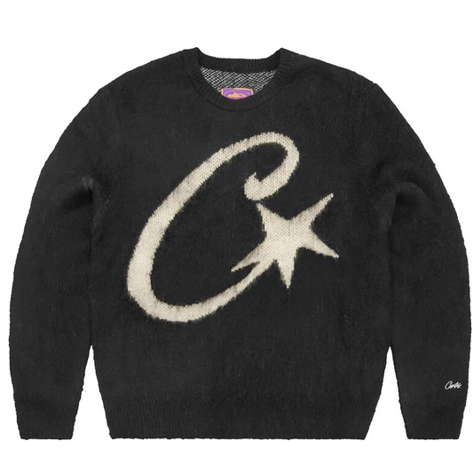 Corteiz C Star Mohair Knit Sweater Black