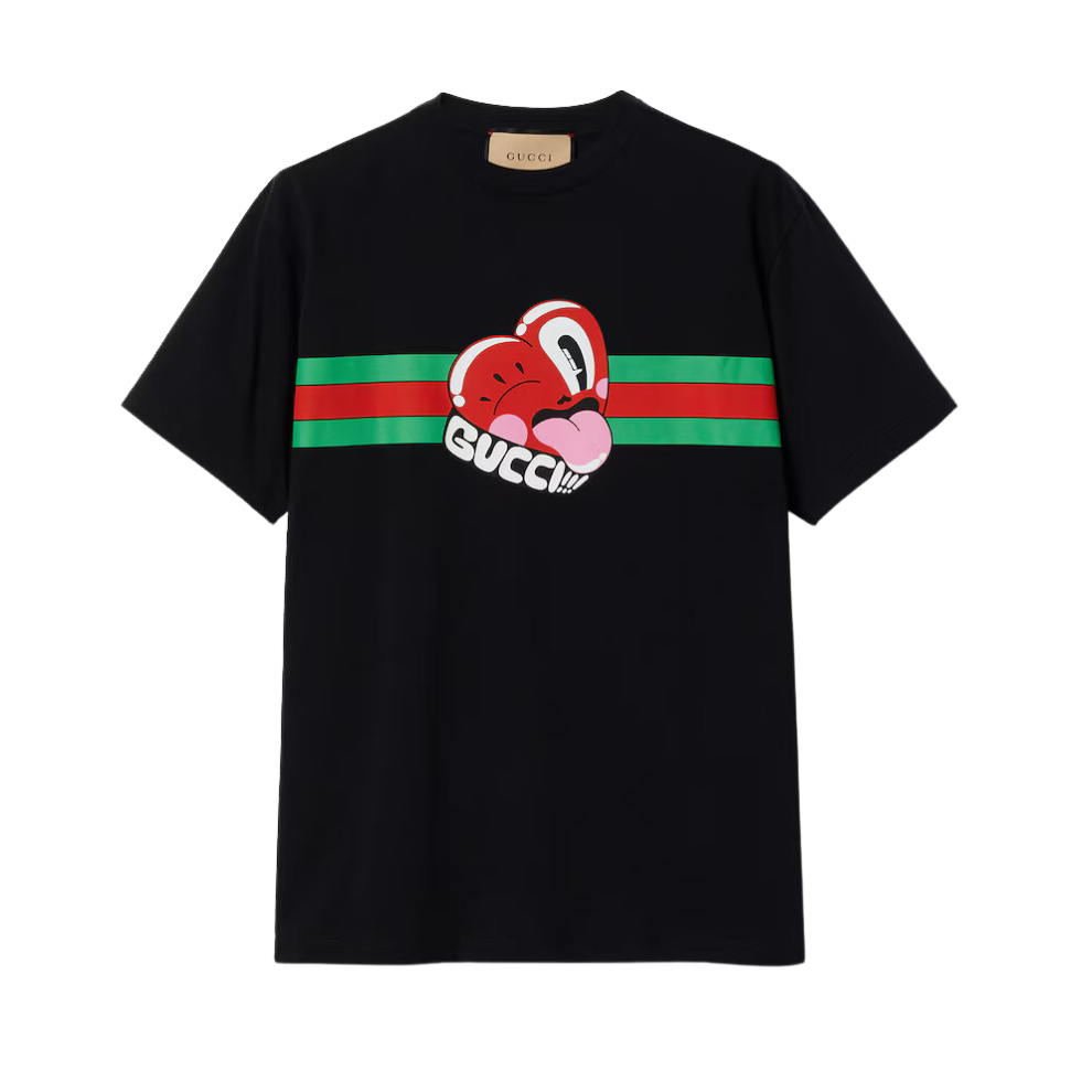 GUCCI COTTON JERSEY T-SHIRT WITH GUCCI PRINT