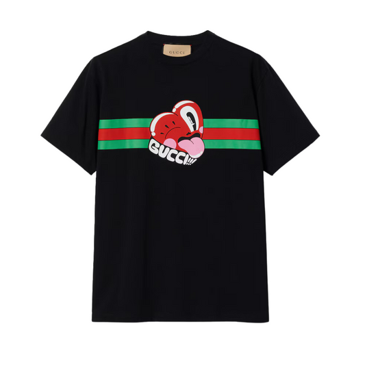 GUCCI COTTON JERSEY T-SHIRT WITH GUCCI PRINT