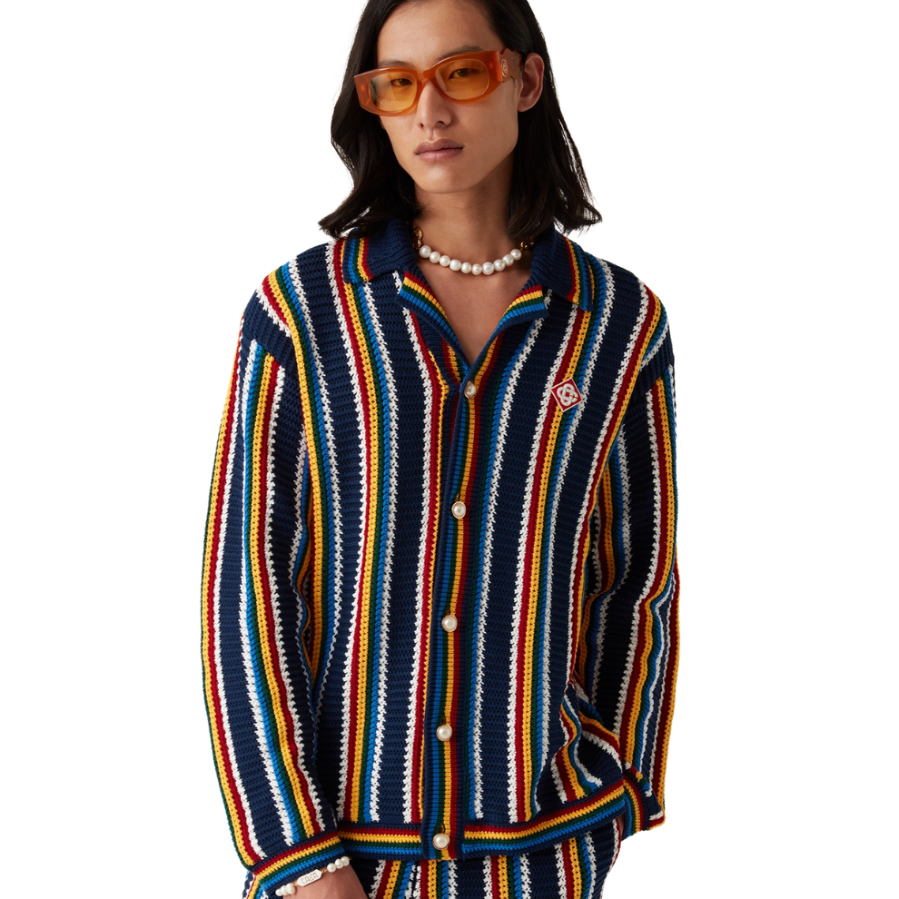 CASABLANCA crochet-knit shirt jacket
