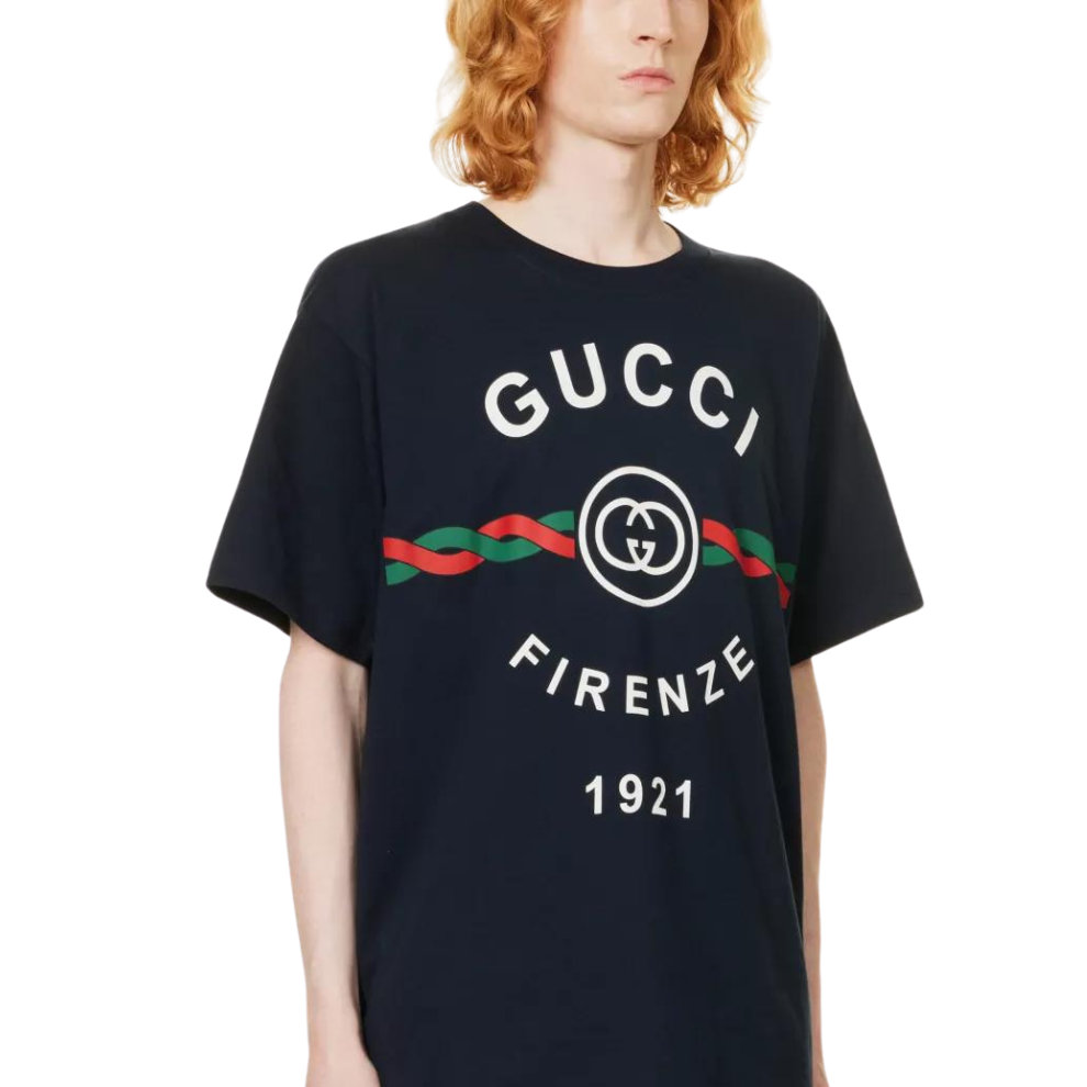 GUCCI Brand-print relaxed-fit cotton-jersey T-shirt