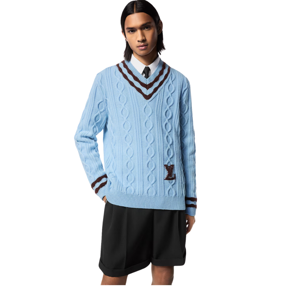 LOUIS VUITTON Cable-Knit Wool And Mohair V-Neck Pullover