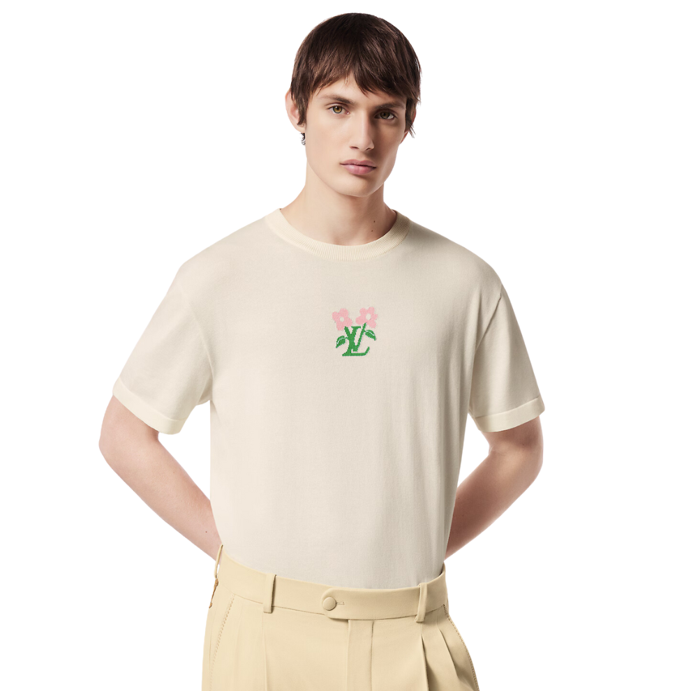 LOUIS VUITTON Short-Sleeved Cotton Knitted Crewneck