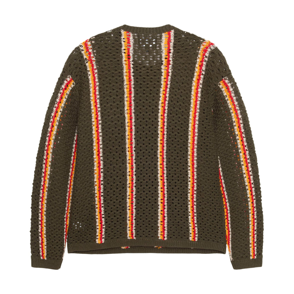 Stussy x Patta Striped Loose Gauge Sweater 'Olive'