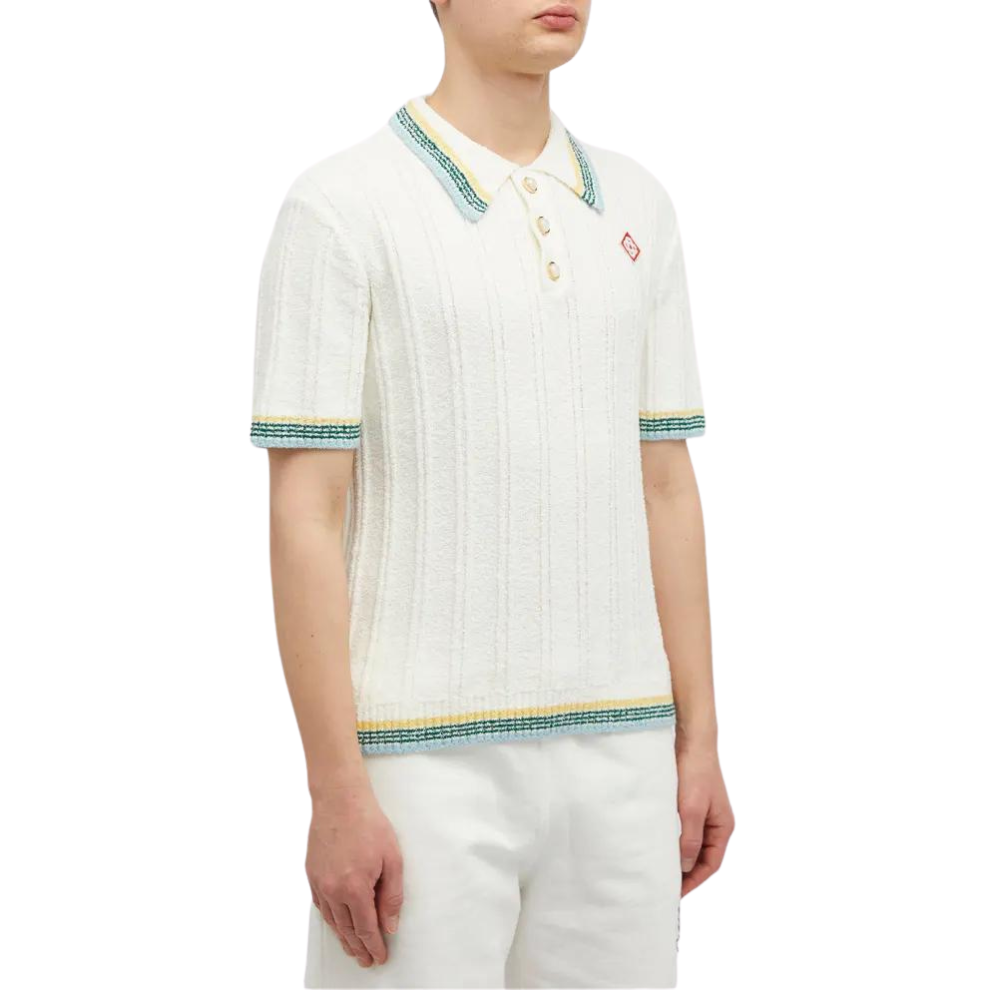 CASABLANCA RIBBED BOUCLE POLO White