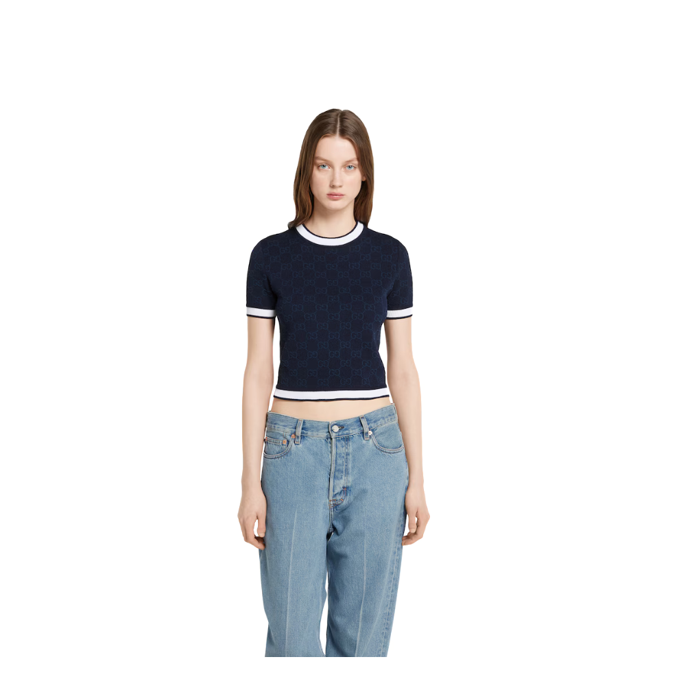 GUCCI GG fine cotton jacquard top