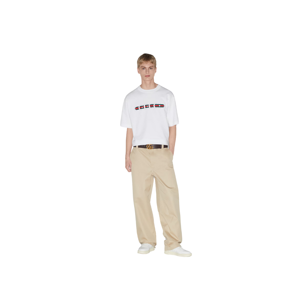 GUCCI COTTON JERSEY T-SHIRT WITH GUCCI PRINT