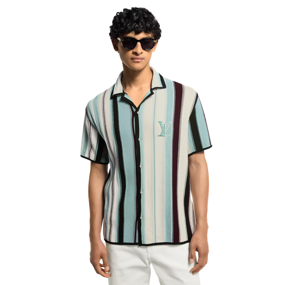 Louis Vuitton Striped Crochet Short-Sleeved Shirt