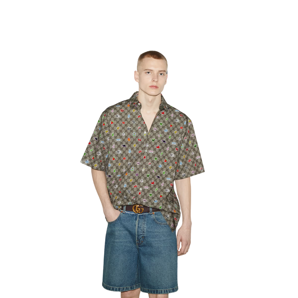 GUCCI COTTON POPLIN SHIRT WITH PRINT