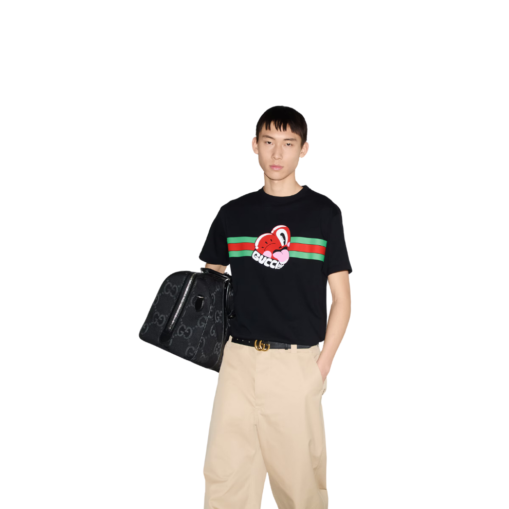 GUCCI COTTON JERSEY T-SHIRT WITH GUCCI PRINT