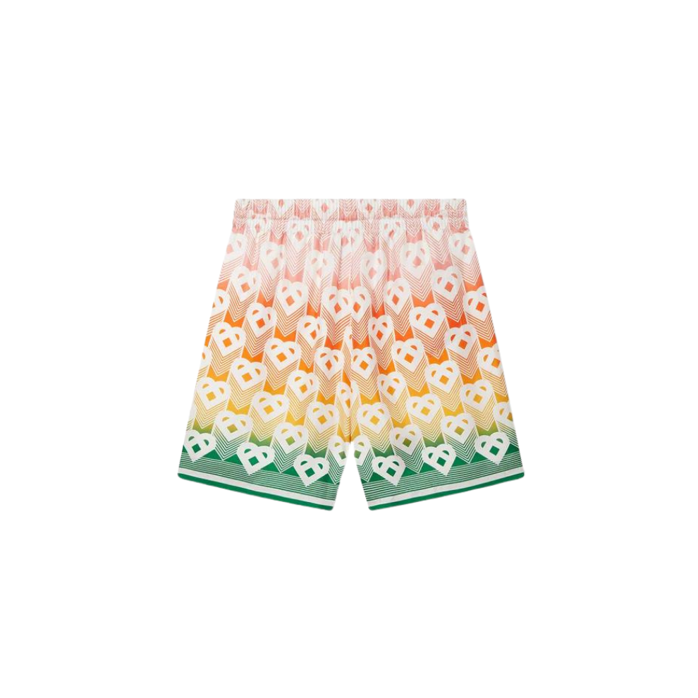 CASABLANCA Gradient Heart Monogram Silk Shorts