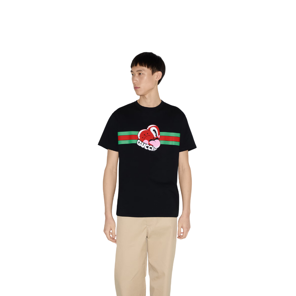 GUCCI COTTON JERSEY T-SHIRT WITH GUCCI PRINT
