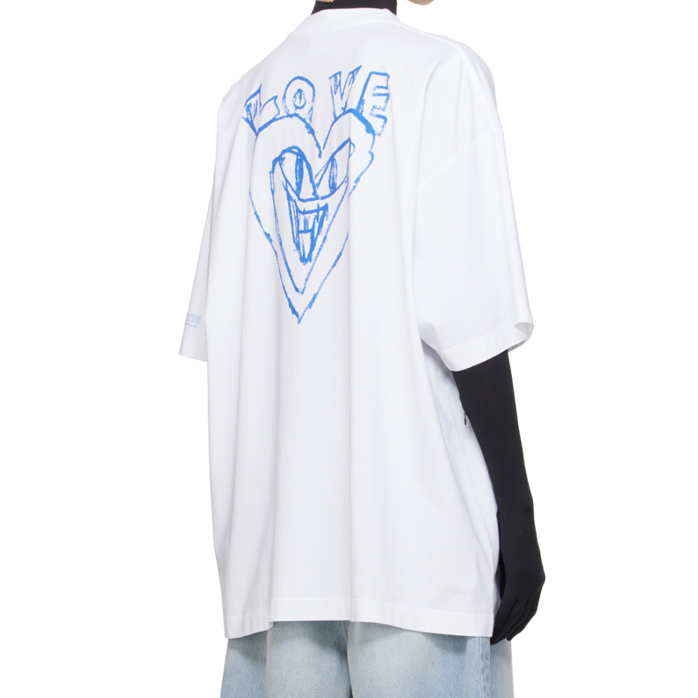 VETEMENTS White Scribbled Car T-Shirt