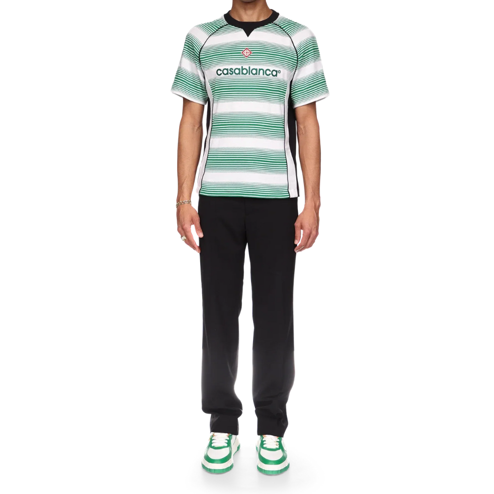 Casablanca White & Green Stripe T-Shirt