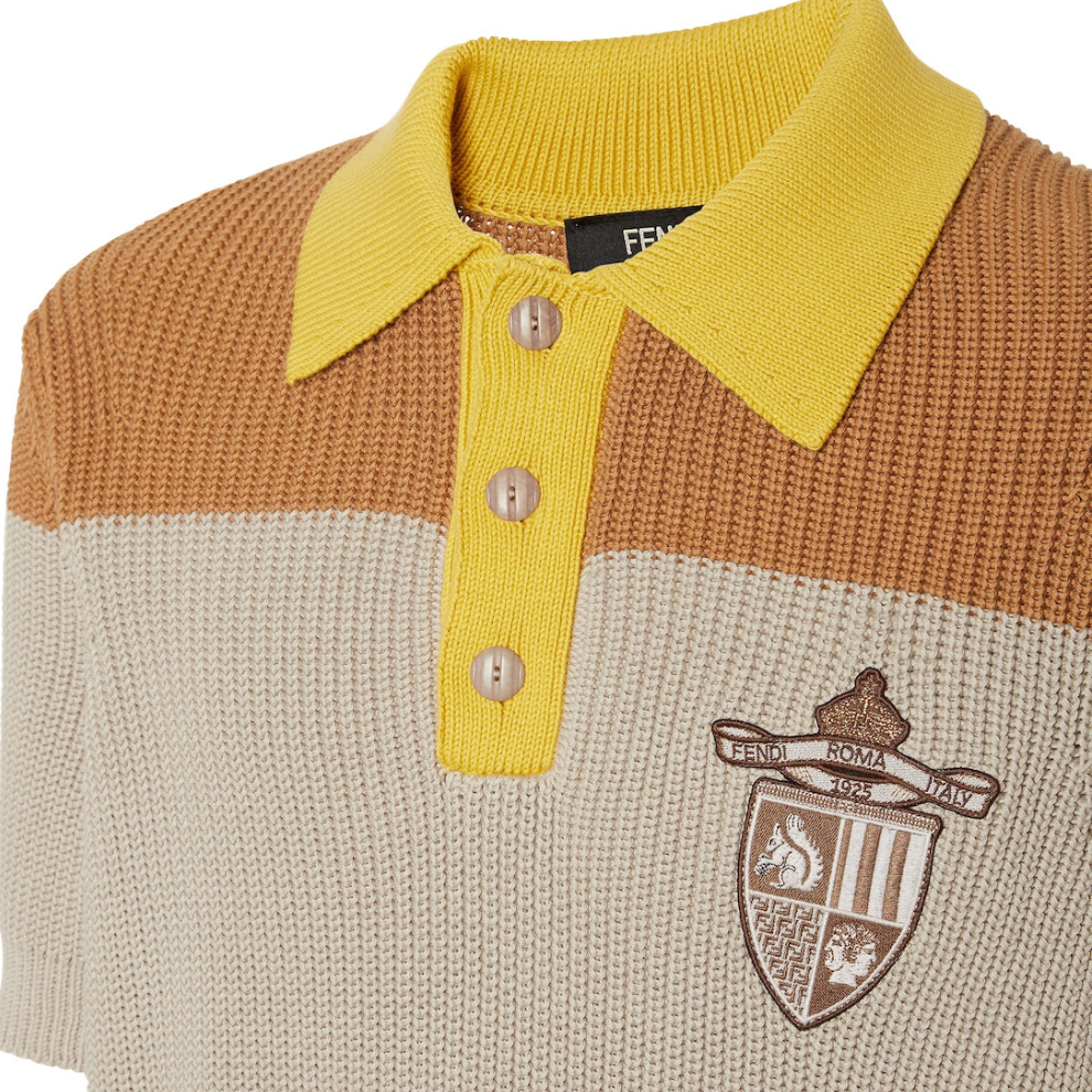 FENDI Polo shirt Yellow and beige cotton jersey