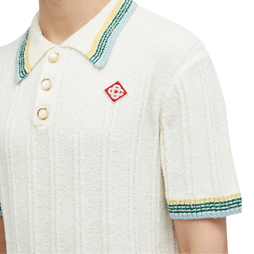 CASABLANCA RIBBED BOUCLE POLO White