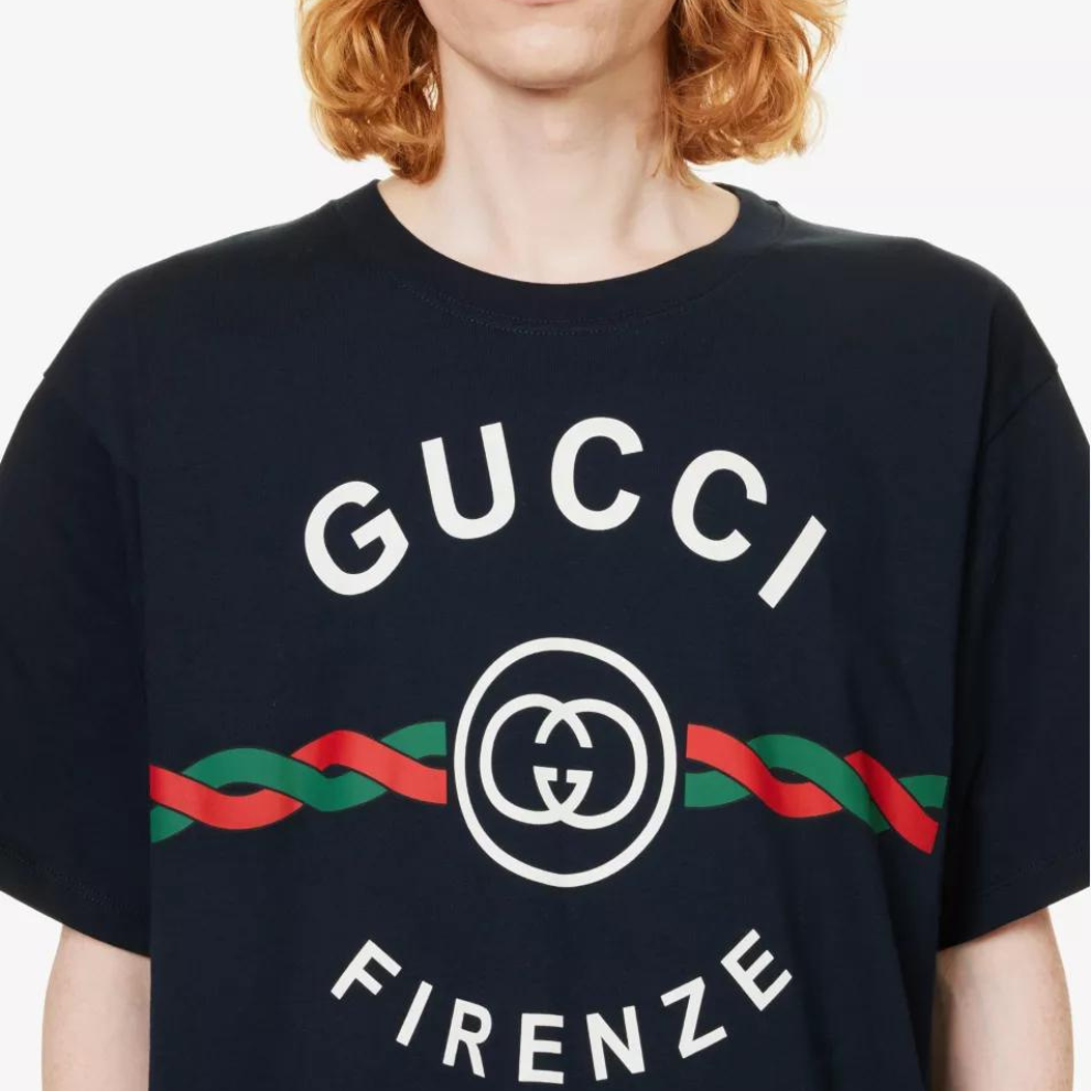 GUCCI Brand-print relaxed-fit cotton-jersey T-shirt