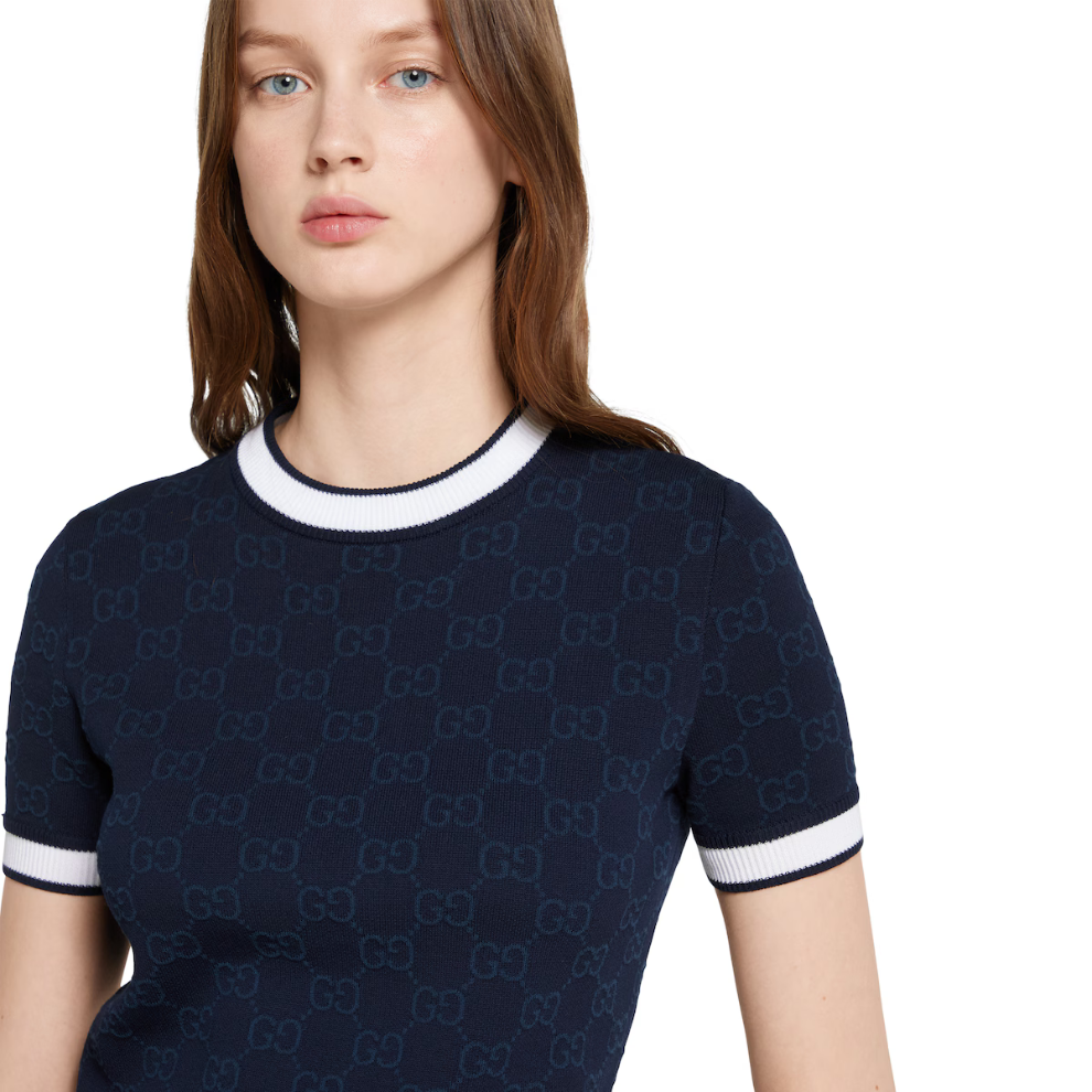 GUCCI GG fine cotton jacquard top