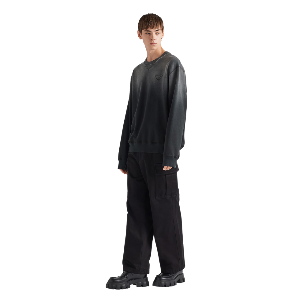 PRADA Oversized garment-dyed cotton sweatshirt