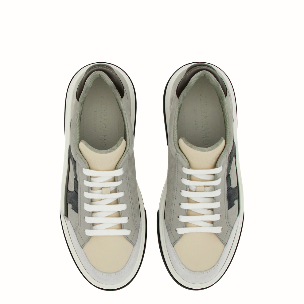 Ferragamo Gancini-embroidered leather sneakers