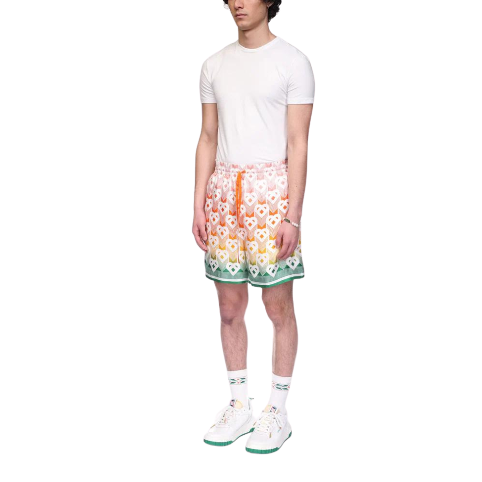 CASABLANCA Gradient Heart Monogram Silk Shorts