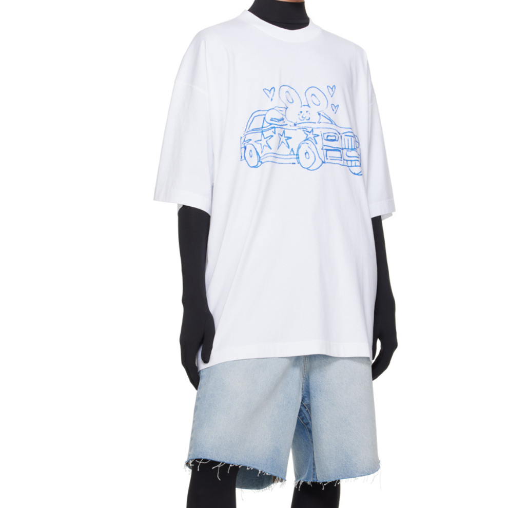 VETEMENTS White Scribbled Car T-Shirt