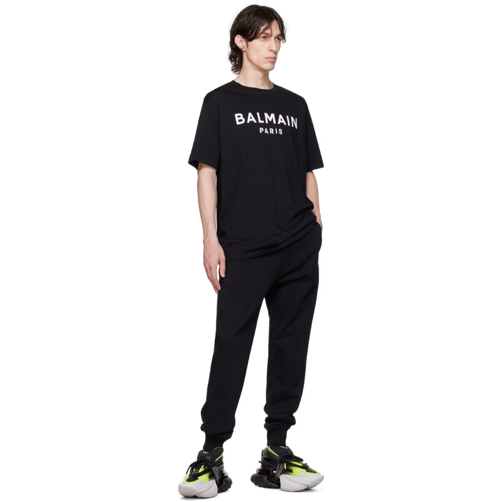 BALMAIN Black Printed T-Shirt