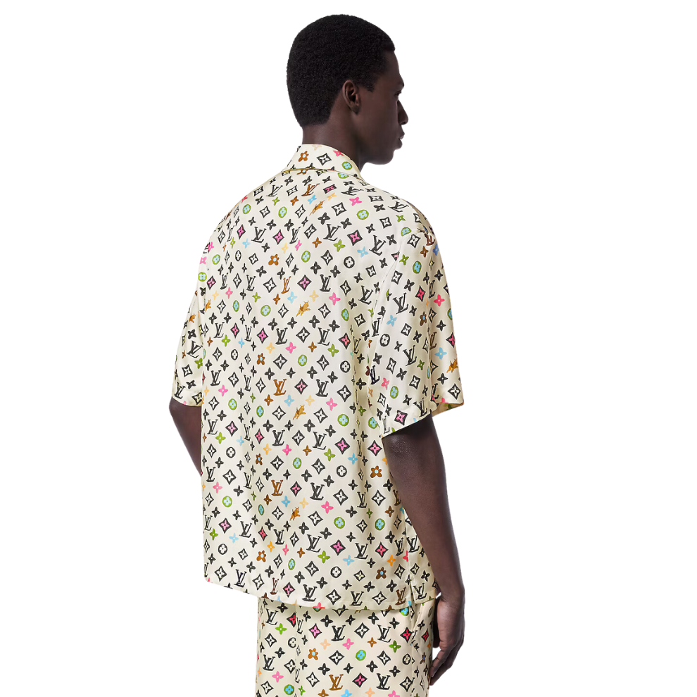 LOUIS VUITTON Monogram Printed Short-Sleeved Silk Shirt