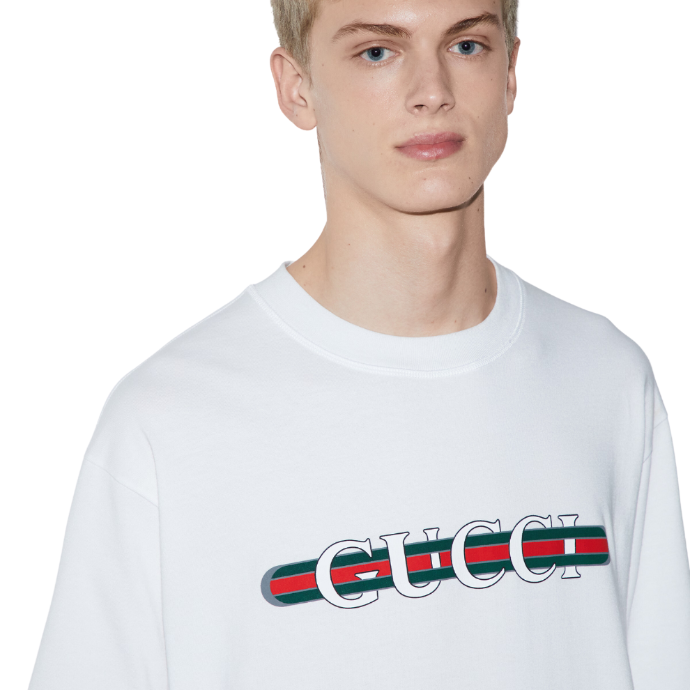 GUCCI COTTON JERSEY T-SHIRT WITH GUCCI PRINT