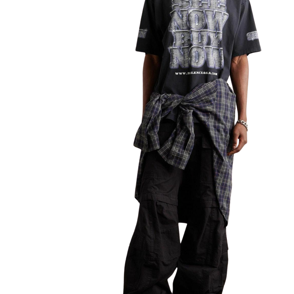 Balenciaga - Logo-Print Distressed Cotton-Jersey T-Shirt - Black