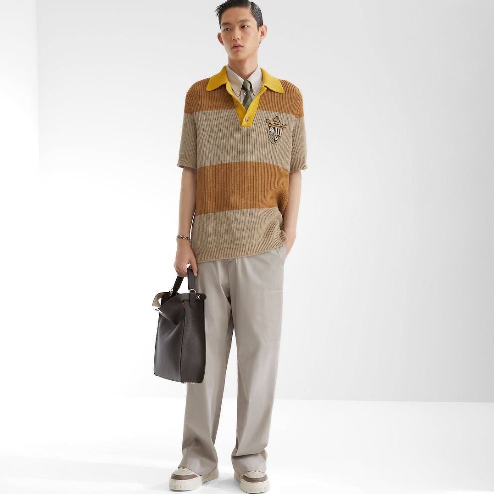 FENDI Polo shirt Yellow and beige cotton jersey
