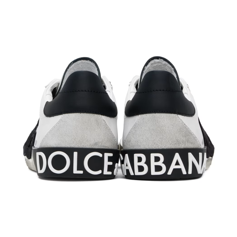 DOLCE & GABBANA White Calfskin Portofino Vintage Sneakers