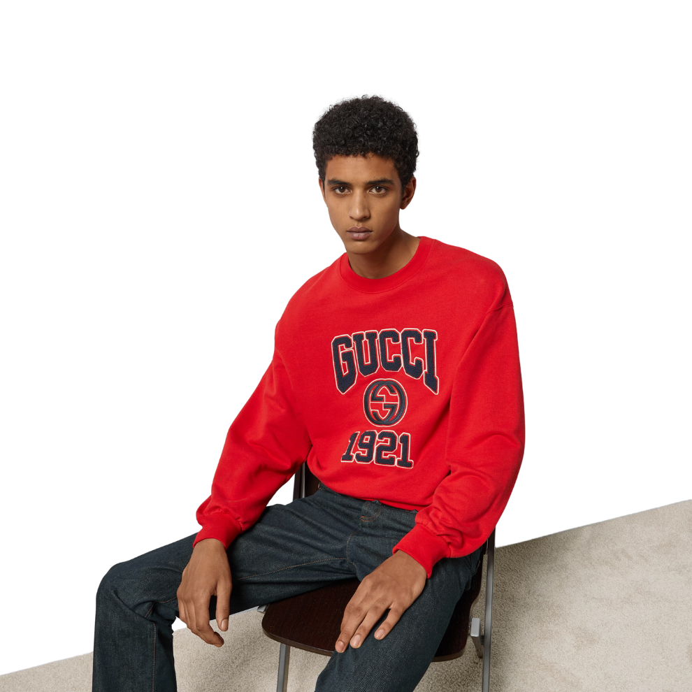 GUCCI COTTON JERSEY SWEATSHIRT WITH EMBROIDERY