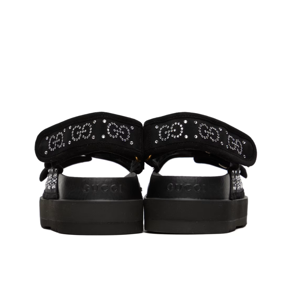 GUCCI Black Crystal GG Sandals