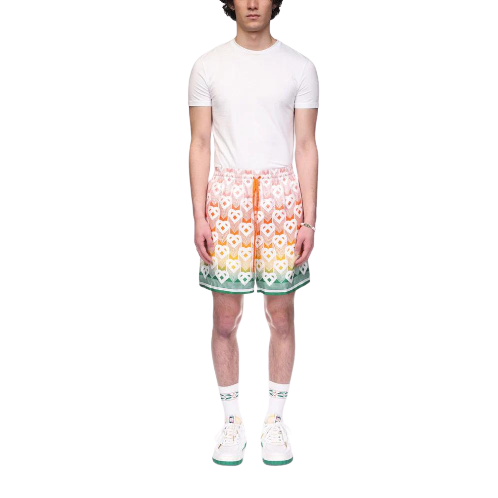 CASABLANCA Gradient Heart Monogram Silk Shorts