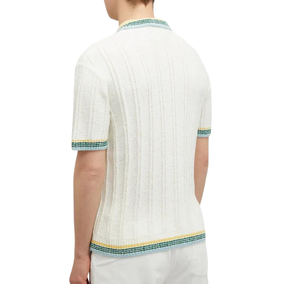 CASABLANCA RIBBED BOUCLE POLO White