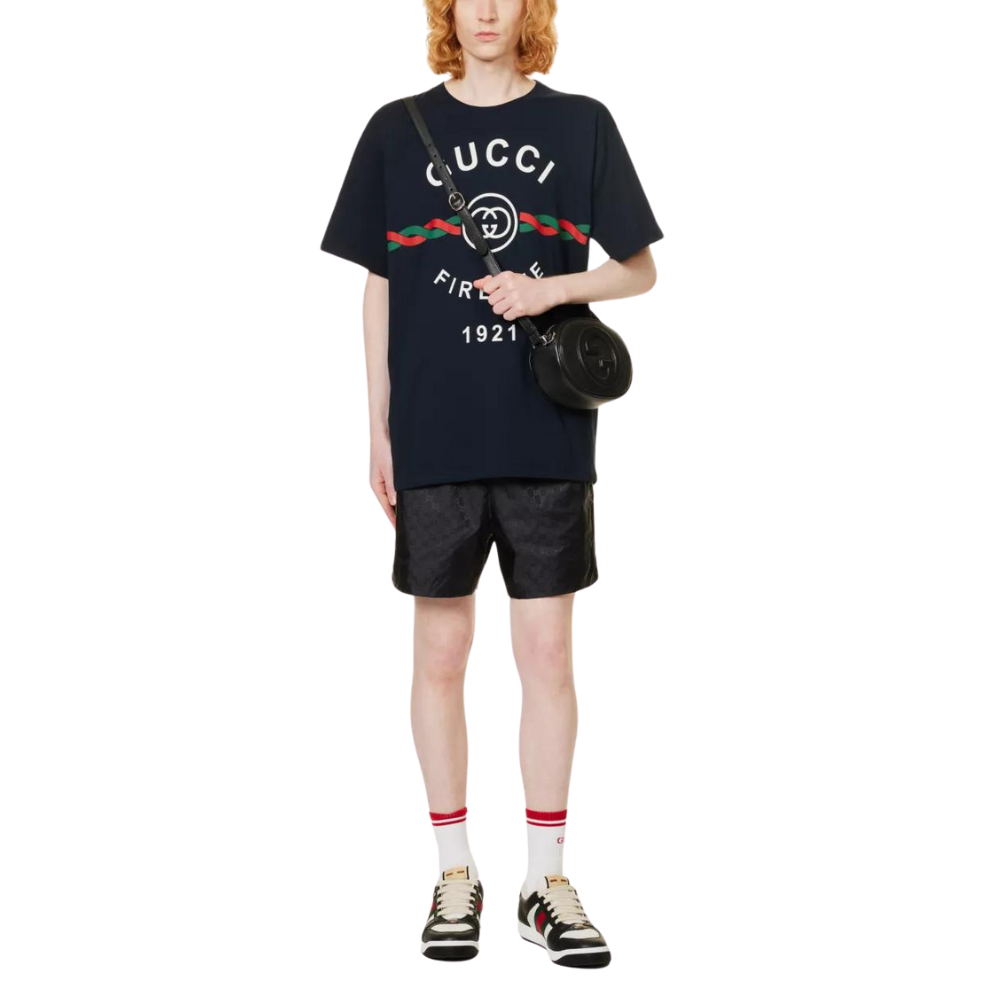 GUCCI Brand-print relaxed-fit cotton-jersey T-shirt
