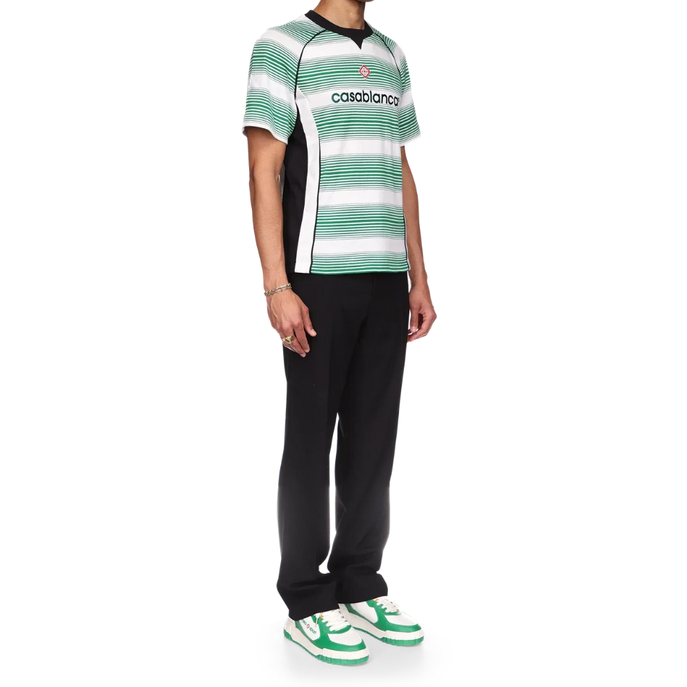 Casablanca White & Green Stripe T-Shirt