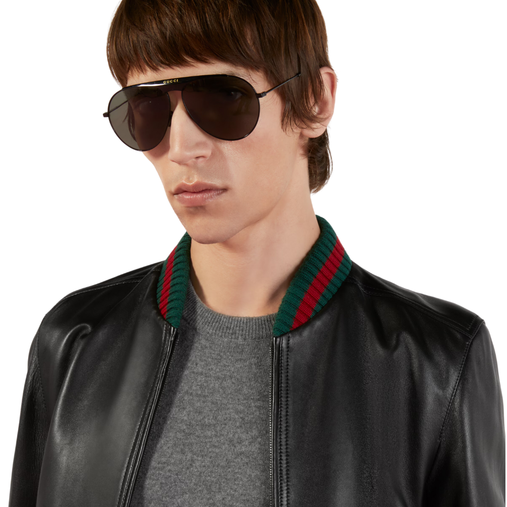 GUCCI LEATHER JACKET WITH WEB