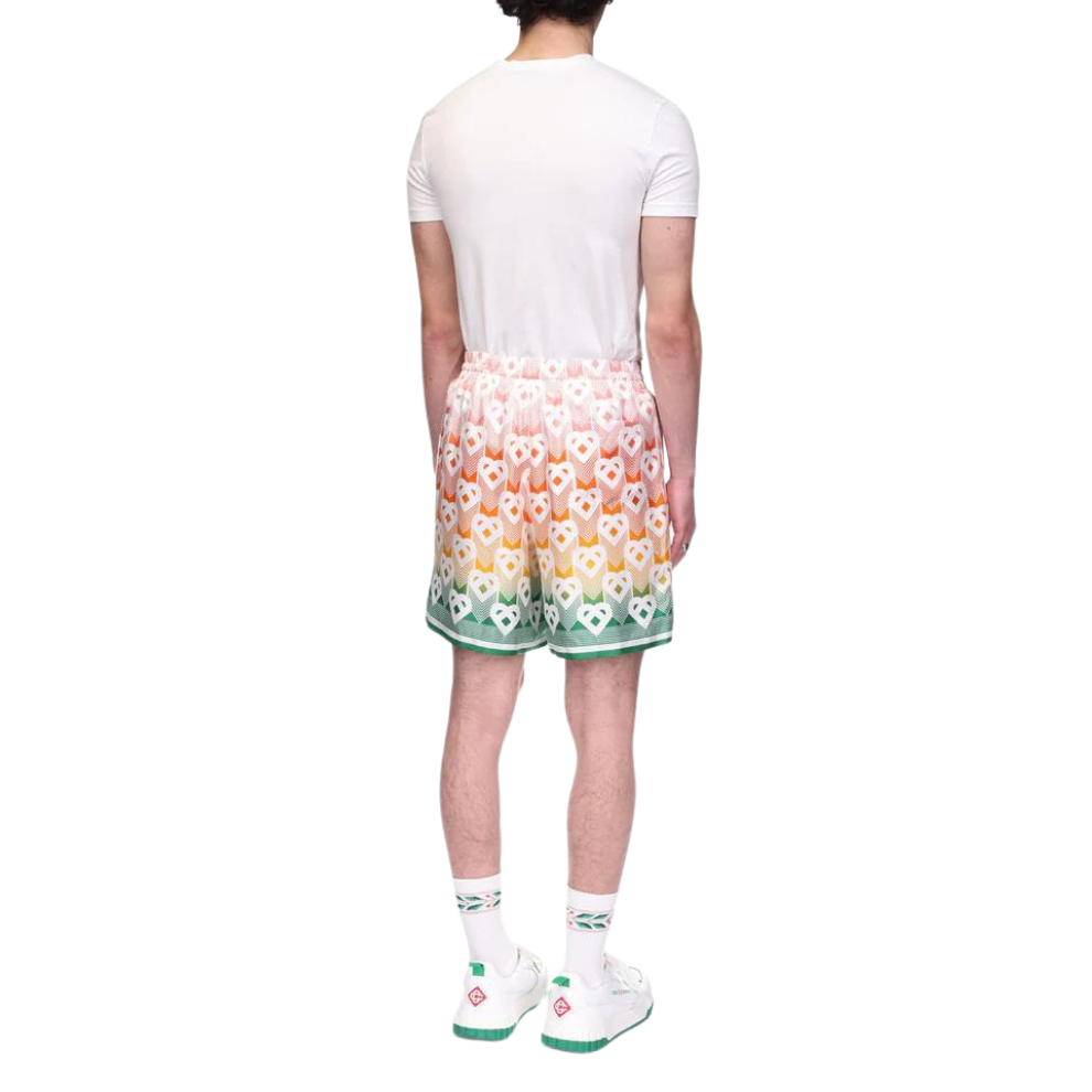 CASABLANCA Gradient Heart Monogram Silk Shorts