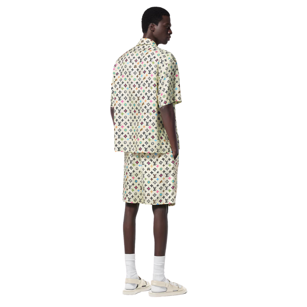 LOUIS VUITTON Monogram Printed Short-Sleeved Silk Shirt