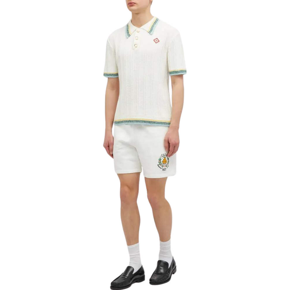 CASABLANCA RIBBED BOUCLE POLO White